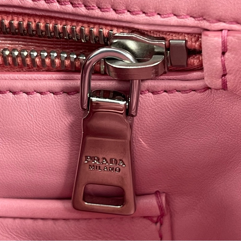 Prada Pink Nappa Gaufre Ruched Leather Two-Way Bag - Preowned - Picture 10 of 16